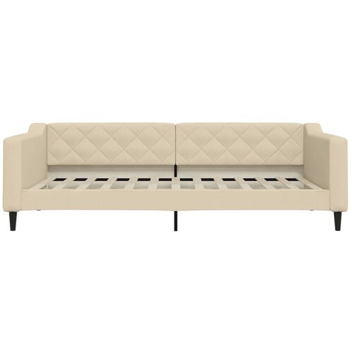  Dnevni krevet s madracem krem 100 x 200 cm od tkanine Slike