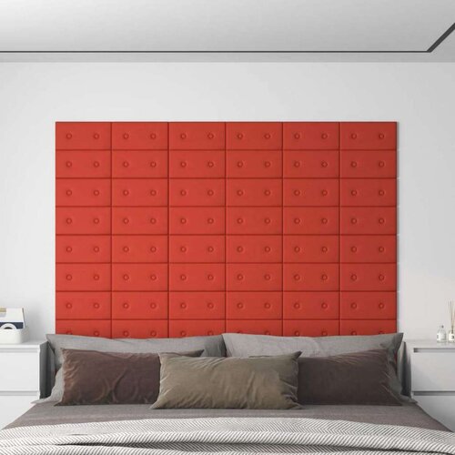  Zidna uzglavlja 12 pcs Crvena 30 x 15 cm Lažna koža - Crvena 30 x 15 cm Cijene