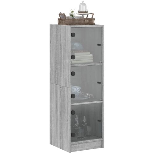 Visoka komoda sa staklenim vratima boja hrasta 35 x 37 x 109 cm Slike