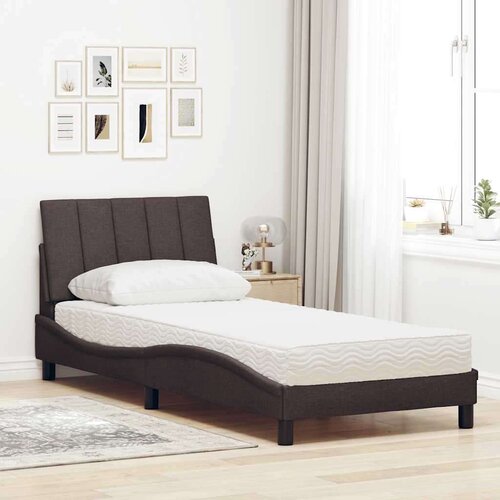 VidaXL Krevet s madracem tamnosmeđi 90 x 190 cm od tkanine Slike