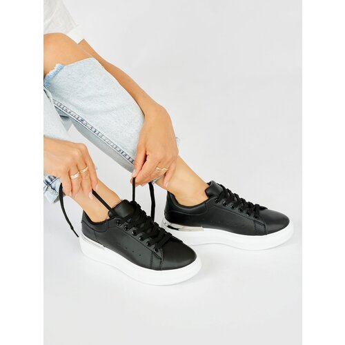 Shelvt Women's black platform sneakers Cene