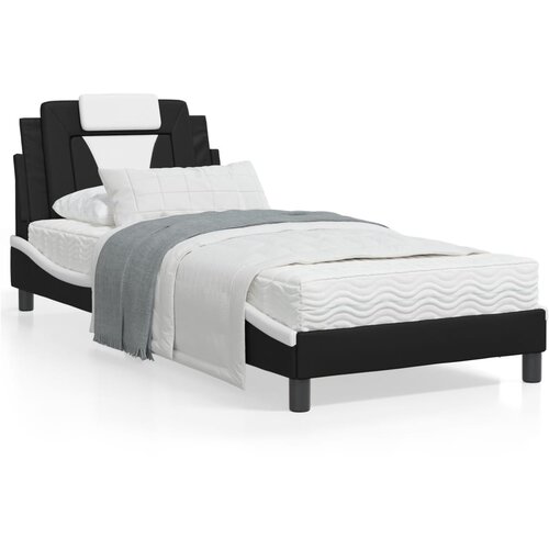 vidaXL Okvir kreveta s LED svjetlom crno-bijeli 90x190 cm umjetna koža Cijene