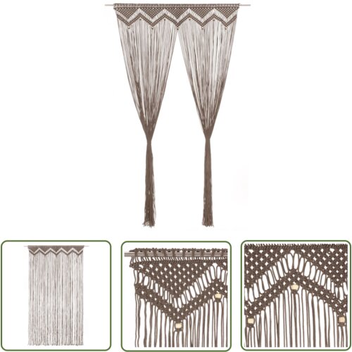  The Living Store Zavesa makrame taupe 140x240 cm bombaž - Zavesa, (21744240) Slike