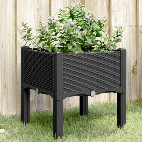 VidaXL Cvetlično korito z nogami črno 40x40x42 cm PP Slike