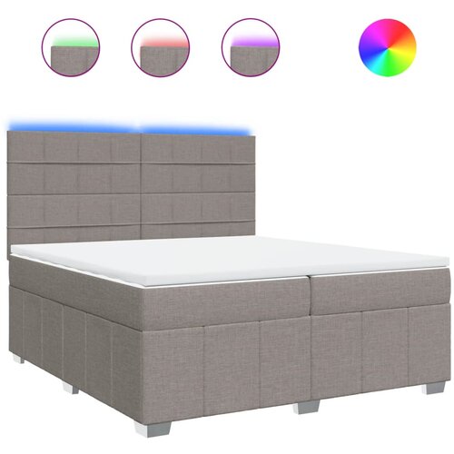 VidaXL Krevet s oprugama i madracem smeđesivi 200x200 cm od tkanine Slike