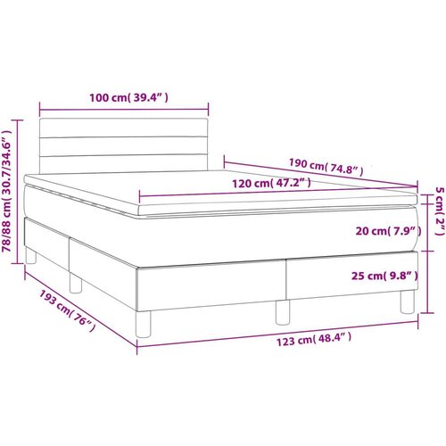 VidaXL Krevet s oprugama i madracem smeđesivi 120 x 190 cm od tkanine Slike
