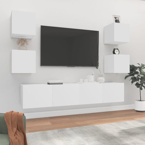 The Living Store Komplet TV omaric 6-delni bel inženirski les - Komplet TV Omaric, (21374756) Slike