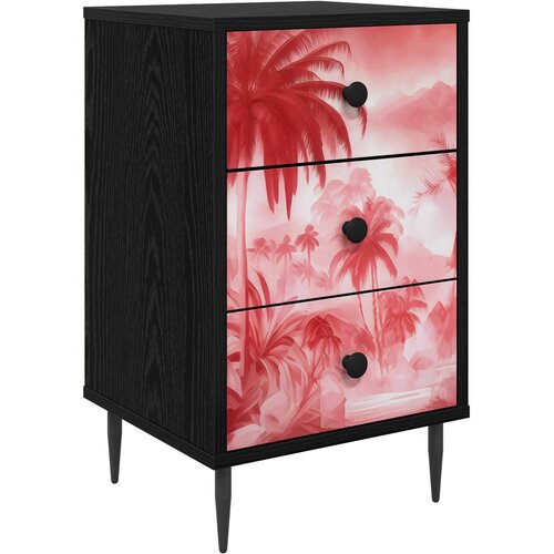  Noćni ormar AACHEN Crni hrast 36 x 33 x 61 cm Konstruirano drvo Slike