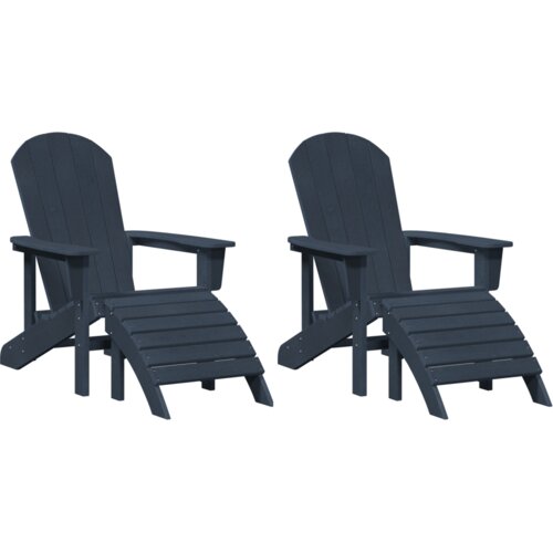 VidaXL Adirondack stolice s podnožjem 2 kom Navy Blue HDPE Slike