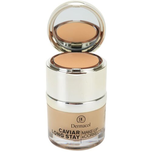 Dermacol Caviar Long Stay dolgoobstojni tekoči puder z izvlečki kaviarja in izpopolnjevalni korektor odtenek 1 Pale 30 ml Slike