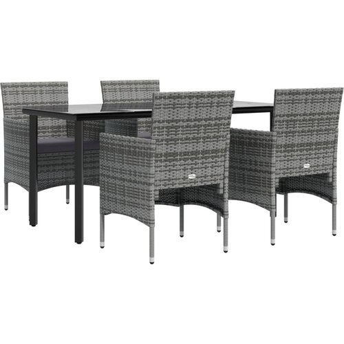  5-dijelni vrtni blagovaonski set s jastucima sivo-crni Siva Dužina stola 160 cm Slike