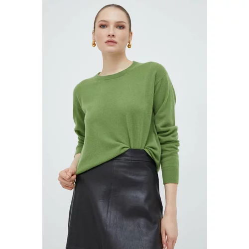 Max Mara Leisure Volnen pulover ženski, zelena barva