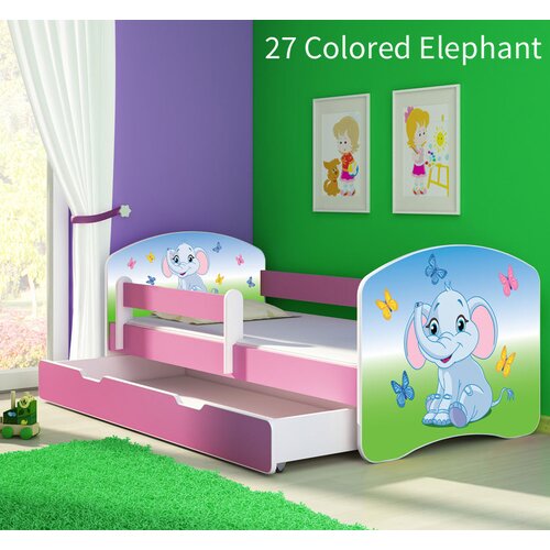  Dječji krevet ACMA s motivom, bočna roza + ladica 160x80 cm 27 Colored Elephant Cene