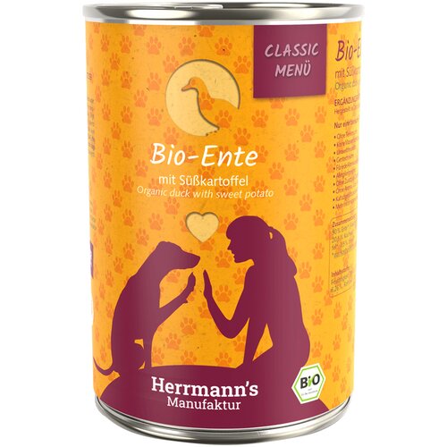 Herrmanns Varčno pakiranje Herrmann's Classic Bio-Menu 12 x 400 g - Bio raca z bio sladkim krompirjem Cijene
