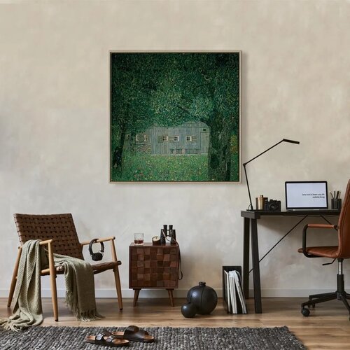  Slika - Gustav Klimt &amp;ndash; Ober&amp;ouml;sterreichisches Bauernhaus 80x80 U prirodnom drvenom okviru Slike