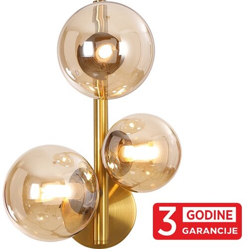 Mitea zidna lampa staro zlato globe MAW9225-3 3xG9 + amber sa prekidačem 3Y Cene