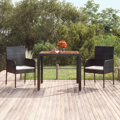  Vrtni stol s drvenom pločom crni 90 x 90 x 75 cm od poliratana Slike