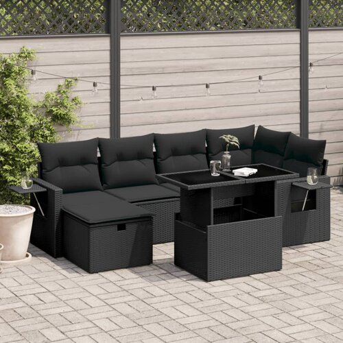 vidaXL 7-dijelni set vrtnih sofa od poliratana s jastucima crni Cijene