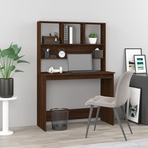 vidaXL Radni stol s policama boja smeđeg hrasta 102x45x148 cm drveni Cijene