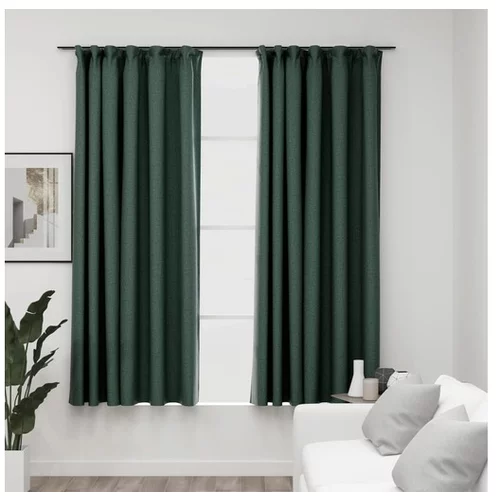  Zatemnitvene zavese z obešali 2 kosa zelene 140x175 cm