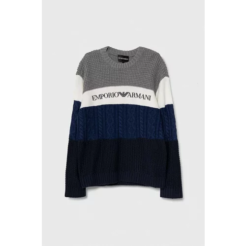 Emporio Armani Dječji vuneni pulover boja: siva