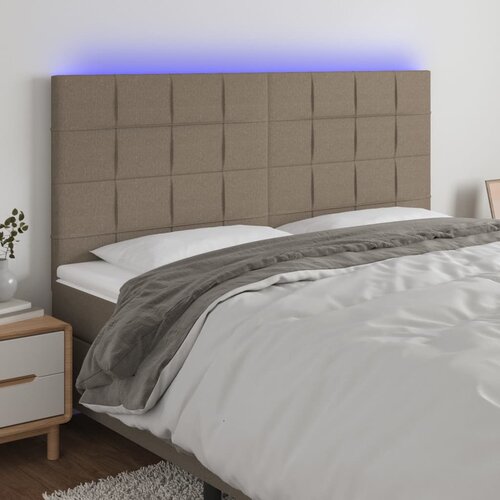 VidaXL LED uzglavlje smeđesivo 200x5x118/128 cm od tkanine Slike
