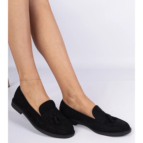 Gemre Black women's eco-suede moccasins with fringes Marimel Cijene