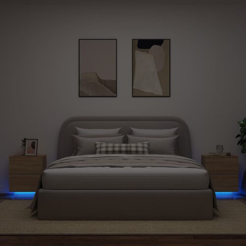 vidaXL Nočna omarica z LED lučkami 2 kosa sonoma hrast inženirski les Cene
