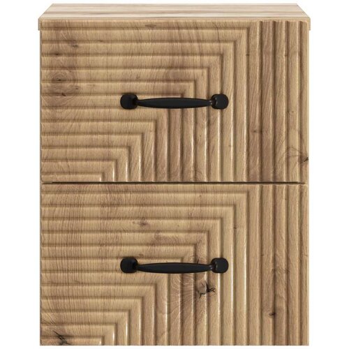  Noćni ormarić za montažu na zid s ladicama 2 pcs Hrast artisan Slike