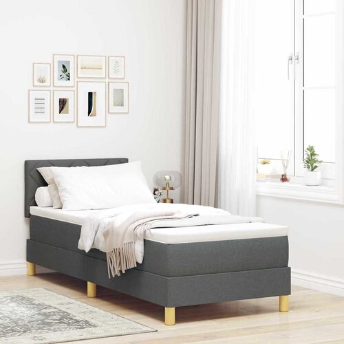  LED Box Spring Krevet s jastukom Tamno siva 80 x 200 cm tkanina Cijene