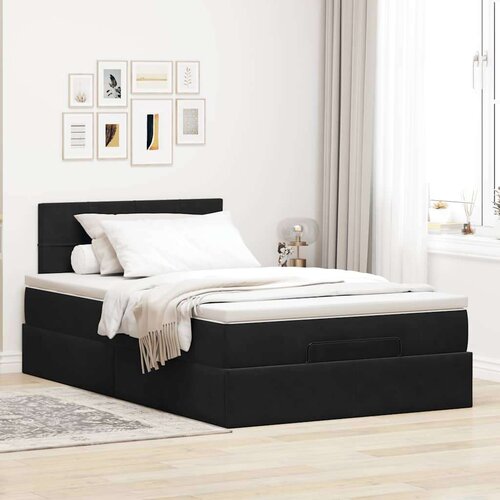 VidaXL otomanski okvir kreveta s madraca crni 120x190 cm bar&amp;scaron;unasti Slike