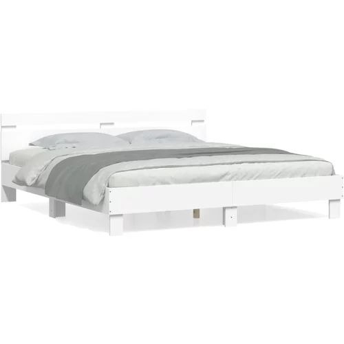  Okvir kreveta s uzglavljem bijeli 160x200 cm konstruirano drvo