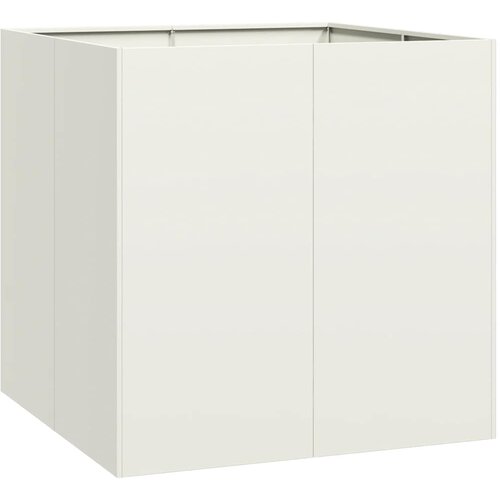 Maison Chic Cvetlični Lonec - Cvetlično korito Bela 80x80x80 cm Jeklo, (21789416) Slike