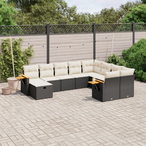  10-dijelni set vrtnih sofa s jastucima crni od poliratana Crna 85 x 62 x 69 cm Cene