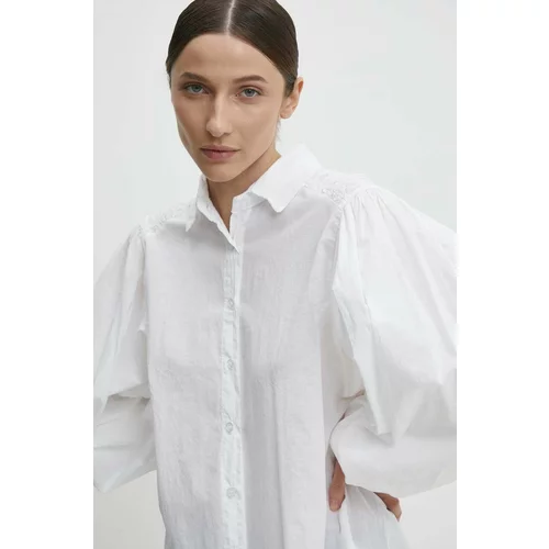Answear Lab Pamučna košulja za žene, boja: bijela, relaxed, s klasičnim ovratnikom