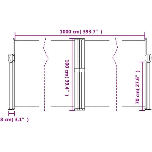  Uvlačiva bočna tenda 100 x 1000 cm smeđa Slike