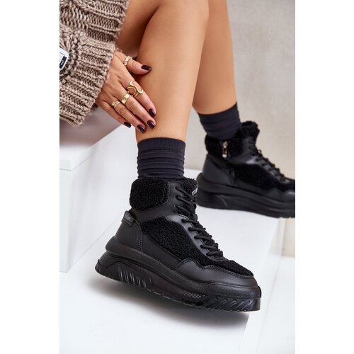 Kesi Women's platform sneakers with sheepskin Lee Cooper Black Cijene
