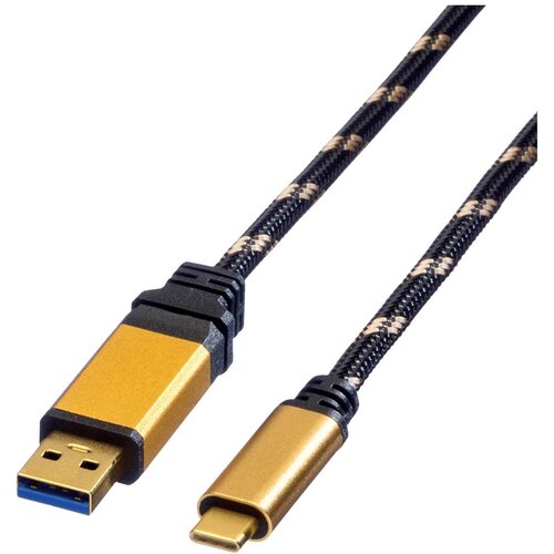 Roline USB kabel USB 3.2 gen. 1 (USB 3.0) USB-A vtič\, USB-C&reg; vtič 1.00 m črna\, zlata za&scaron;čiten 11.02.9013, (20416269) Cene