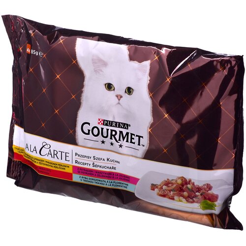 Nestle GOURMET A la Carte piščanec, postrv, govedina, polak - mokra mačja hrana - 4 x 85 g, (21385684) Cene
