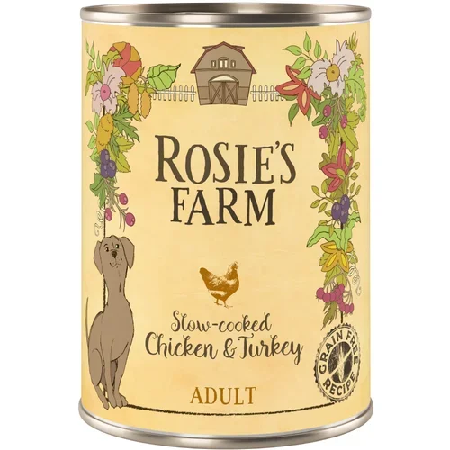 Rosie's Farm Adult 6 x 400 g - Piščanec & puran