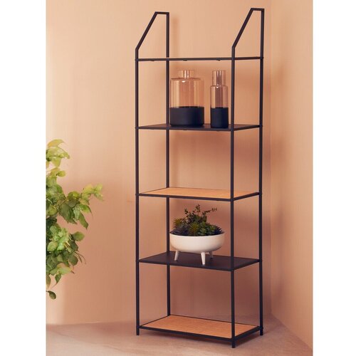 Premier Housewares Črn/v naravni barvi kovinski regal 61x179x34 cm Depok &amp;ndash; Slike