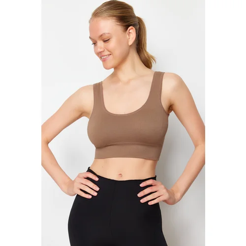 Trendyol Light Brown Seamless Padded/Shaping Knitted Sports Bra