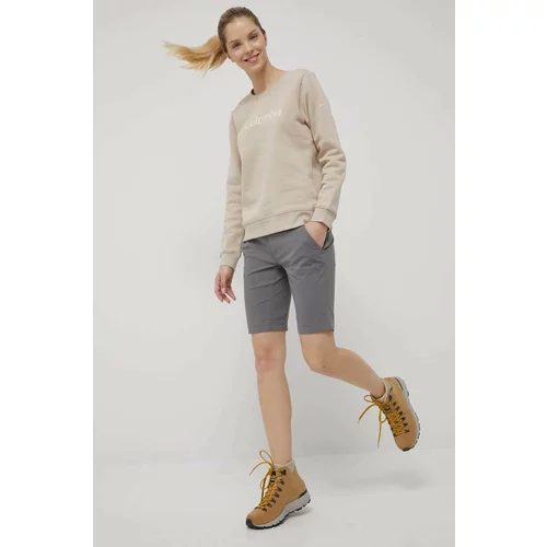 Columbia Kratke outdoor hlače Saturday Trail za žene, boja: siva, glatki materijal, srednje visoki struk