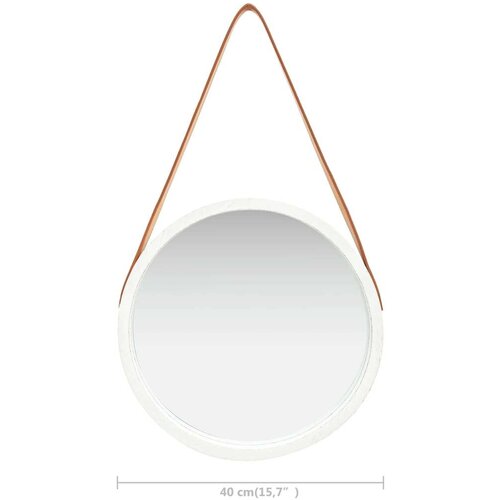 VidaXL zidno ogledalo s remenom 40 cm bijelo Slike