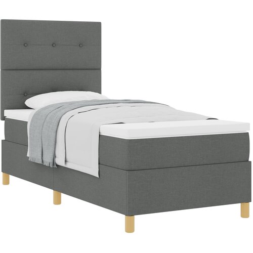 VidaXL Kutna Postelja s Madracem Tamnosiva 100x200 cm Tkanina Slike