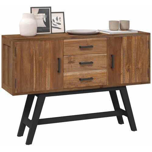  stalak s ladicama Prirodna 110 x 30 x 75 cm Čvrsto teak drvo Slike