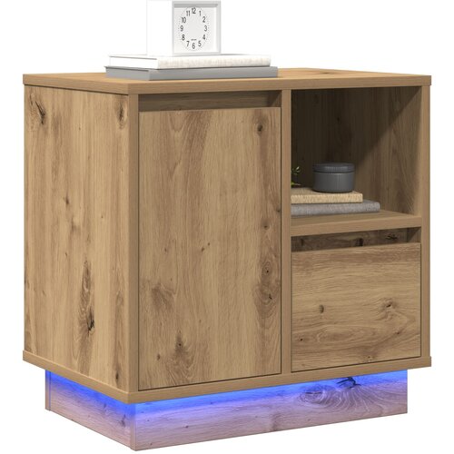 vidaXL Artisanal hrast MDF s hrastovim furnirjem Srednja Nočna omarica Cene