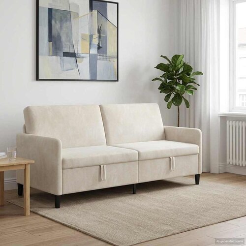 SOFA s pohranom Krem 192 x 78 x 87 cm Poliester Slike