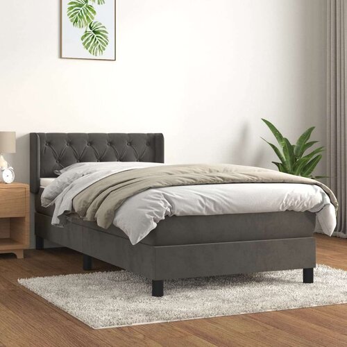 Box spring postelja z vzmetnico temno siva 80x200 cm žamet, (20899211) Cene