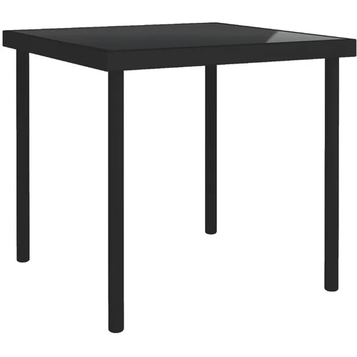  Vrtni blagovaonski stol crni 80 x 80 x 72 cm staklo i čelik